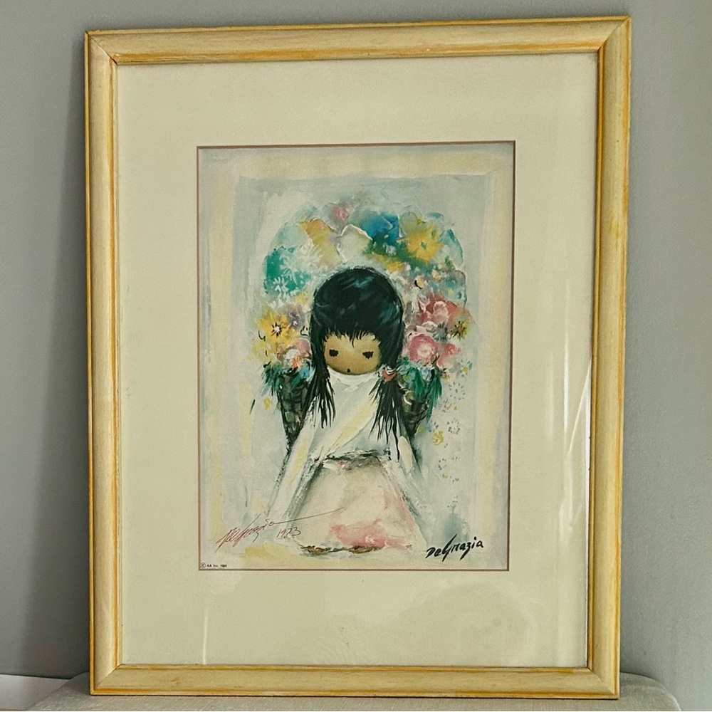 vintage ETORE TED DEGRAZIA “flower girl” signed numbered print matted and framed